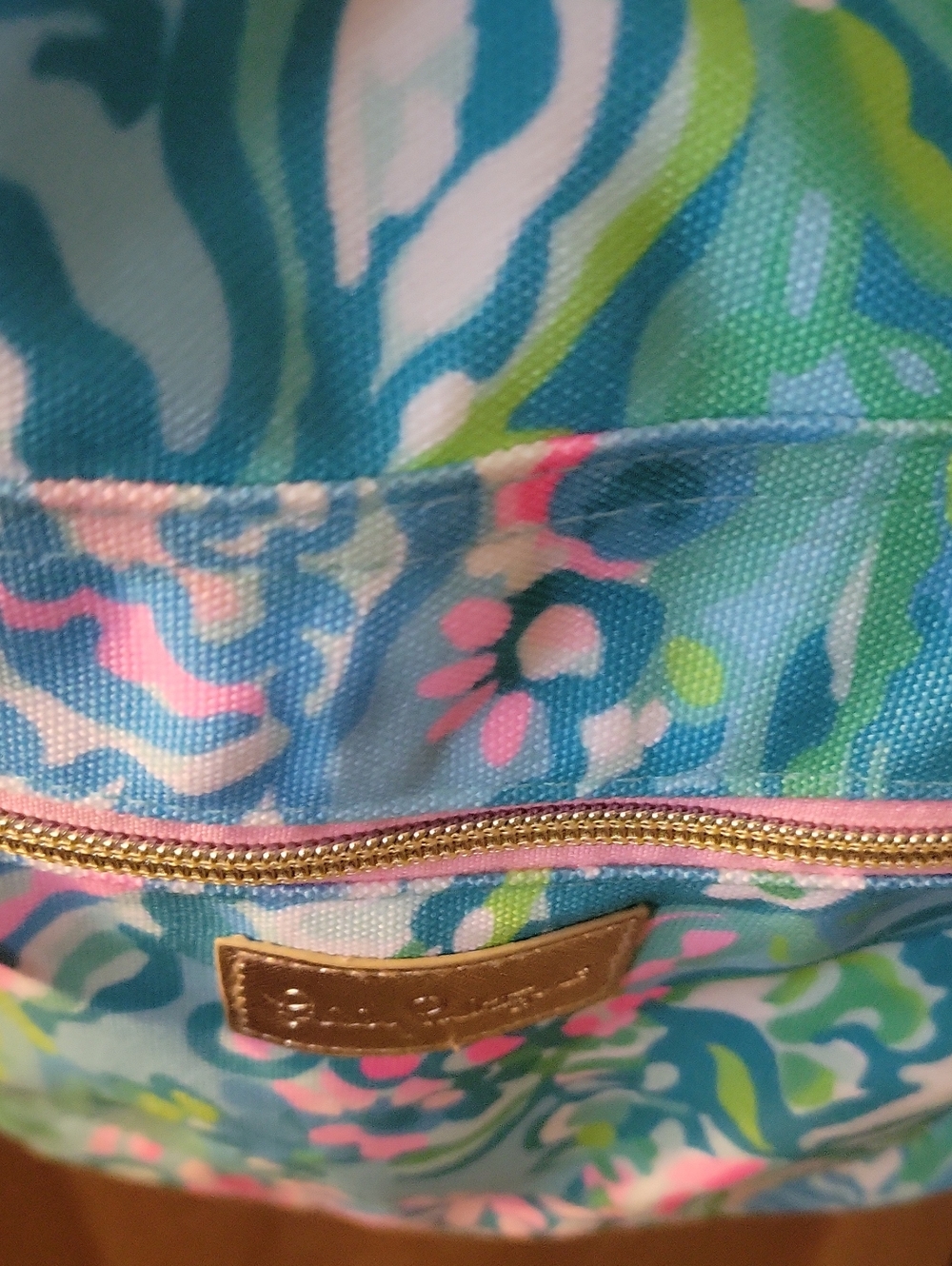 Colorful Floral Beach Tote with Pink Trim - Picture 2 of 4